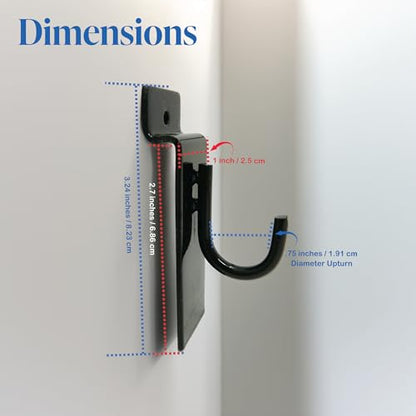 Black J-Hook, J Shaped Utility Hanger for Slatwall Displays & Slatgrid Panels - 2 Pack - color: Black, size: 2 Pack