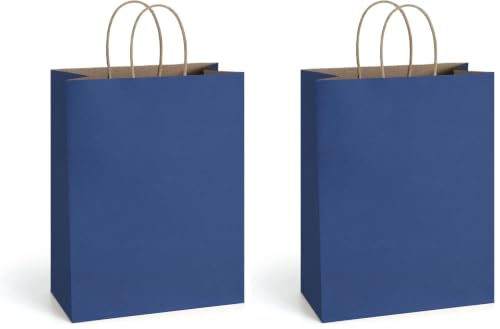 BagDream Kraft Paper Bags with Handles 10x5x13 Inch Navy Blue 50 Pack - color: Navy Blue, size: 25 Count (Pack of 2)