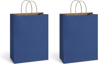 BagDream Kraft Paper Bags with Handles 10x5x13 Inch Navy Blue 50 Pack - color: Navy Blue, size: 25 Count (Pack of 2)