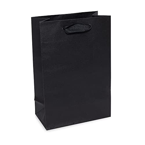 Prime Line Packaging Black Paper Gift Bags, 6x3x9 Retail Bags, 50 Pack - size: 1 Count (Pack of 50)