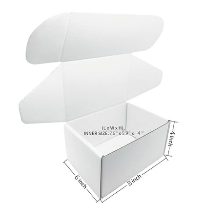 White Corrugated Cardboard Shipping Boxes 8x6x4 Inches Set of 2 - size: 8x6x4 inch 2 Pack