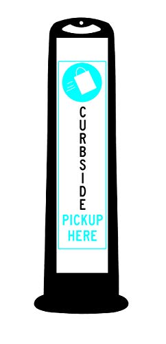 Cortina TrailBlazer Veritical Panel with "Curbside Pickup Here", 03-768BLK-CPU, Black with White/Blue Messaging Area - style: Curbside Pickup Here