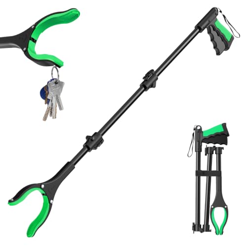 36" Foldable Grabber Reacher Pickup Tool for Seniors, Green - size: 36 Inch