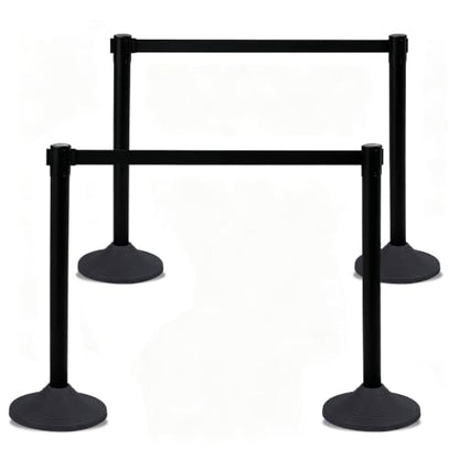 OrangeStar Crowd Control Stanchions, Heavy Duty Stanchion Set - color: Black, size: Style2-Round Rubber Base