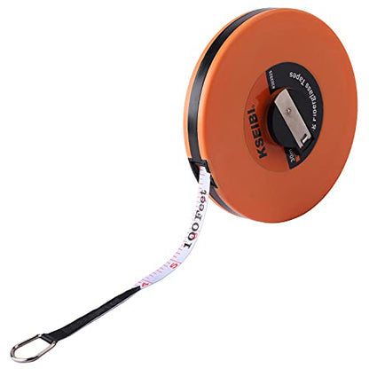 KSEIBI 302925 Long Fiberglass Tape Measure Double Face Printing Inch/Metric for Construction Work (100ft / 30m) - size: 30.5 m
