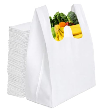 Simply Cool 200 Pack Reusable Grocery Bags, T-Shirt Tote Bags Bulk, White - color: White