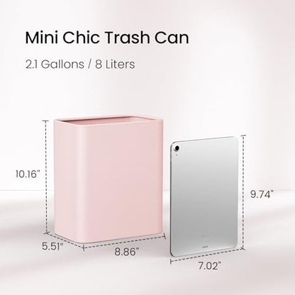 Cesun Small Bathroom Trash Can, 2.1 Gallons, Under Sink Wastebasket, Pink - color: Pink