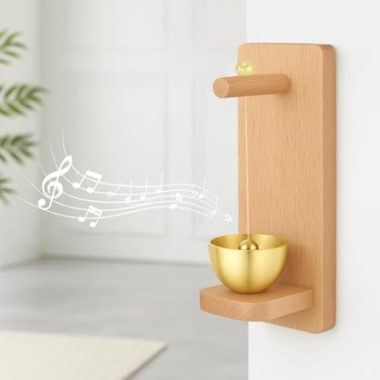 Shopkeepers Bell for Door Opening – Decorative Wooden Chime with Brass