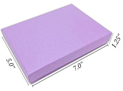 RJ Displays 6 Pack Cotton Filled Matte Purple Color Paper Cardboard Jewelry Necklace Bracelets Watch Gift and Retail Boxes Size 7 1/8" x 5 1/8" x 1 1/8" Inch (Purple) - color: Purlple