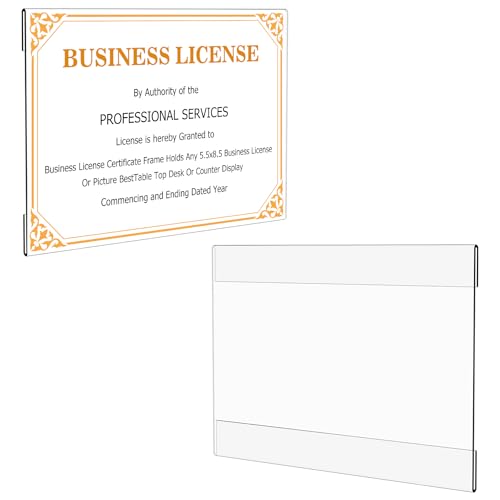 Boloyo Acrylic Business License Display Holder for Wall, 1PC 8.5 inch Clear Display Stand Frame Easel Base Protector for 5.5x8.5 Business License Certificate Collectors - color: 1PC, size: 8.5 x 5.5 inch