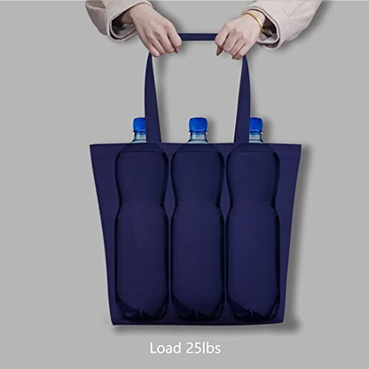 TOPDesign 2-Pack Canvas Tote Bags with Magnetic Snap, Reusable Grocery Shopping Bags, DIY Your Creative Designs - color: Blue