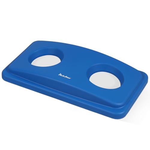 PLASTIC PRINCE Can Bottle Recycling Trash Can Lid with Holes, 23 Gallon Commercial Slim Jim Trash Can Lid Top, Plastic Blue Waste Garbage Can Lid, Outdoor Recycling Bin Lid - style: Lid for Bottles/Cans