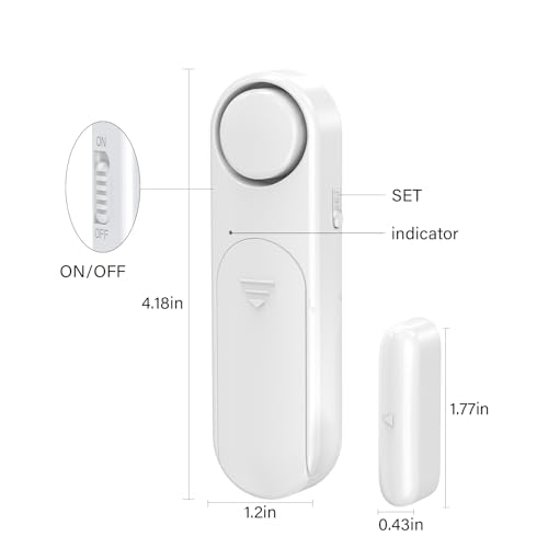 Window & Door Alarm When Opened 2-Pack for Kids Safety/Home Security, White - color: White