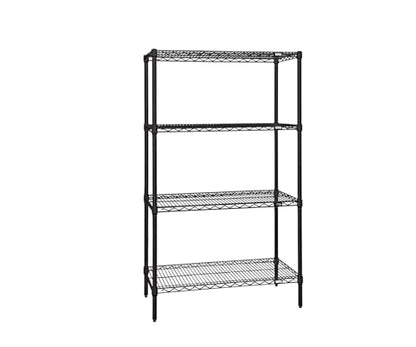 Quantum Storage Systems WR54-1872BK Starter Kit Wire Shelves Black Epoxy 4 Shelves 54" H x 72" W x 18" D - color: Black Epoxy, size: 54H x 72W x 18D