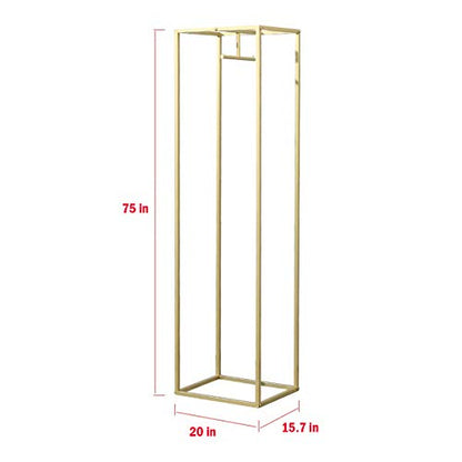 Clothes Retail Heavy Duty Metal Garment Racks,Clothing Store Hanger Storage Shelves,Floor-Standing Display Rack (Gold Square Tube, 75" H) - size: 75" H