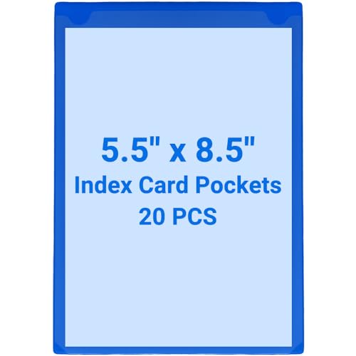 20 PCS Clear Self Adhesive Plastic Label Pockets, Top Loading Business & Library Index Card Holders, Fabric Tape Sleeves for Storage Bins, Totes, Binders and Drawers (5.5 x 8.5 Inch) - size: 5.5" x 8.5" (19.69 Mil Thickened), style: Vertical
