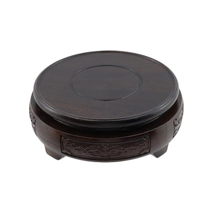 Wooden Display Stand Base Round Wood Carved Craft Pedestal, 4" x 4" - size: Round, 4" x 4"
