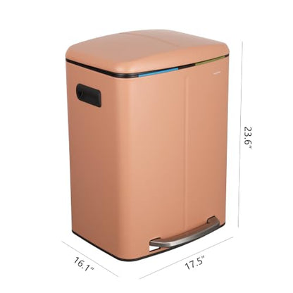 happimess Marco 10.6 Gal Double Bucket Step Trash Can, Clay Rose - color: Clay Rose