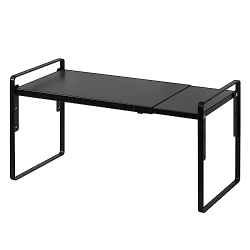Nxconsu Cabinet Shelf Riser, Adjustable Cabinet Organizer, 8.6" Deep Black - color: Black, size: 8.6’’D * 13.8-24.8’’W * 9.7’’H