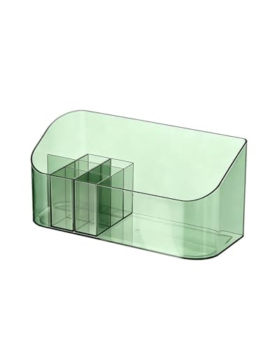 Makeup Tray Holder Organizer Cosmetic Display Case Tabletop Desktop Vanity Countertop Bathroom Wall Cabinet Medicine Storage Box 9 Dividers 2 Removable Women Ladies Girls Gifts Crystal Green 1 PACK - color: Crystal Green