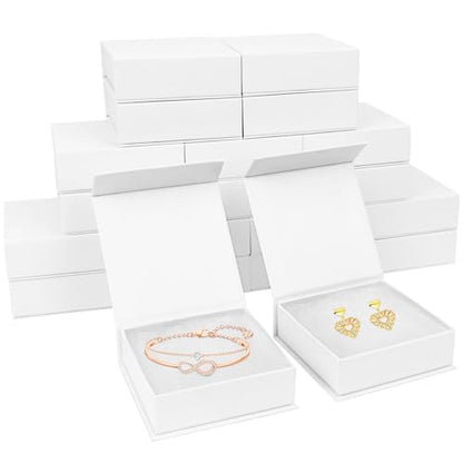 Jewelry Gift Boxes, 20 Pack 3.5x3.5x1.18 inch Small Jewelry Boxes, Small Gift Box for Necklaces Bracelet Earring Ring Gift packaging(White) - color: White