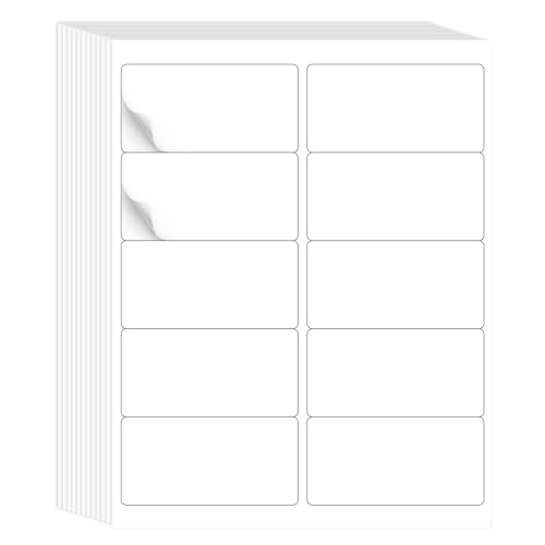 LLIKED 2"x4" Printable White Label Stickers 500 Labels 50 Sheets - size: 50 Sheets
