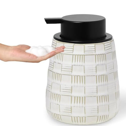 Ceramic Soap Dispenser, Lotion Dispenser with Pump 12oz (White Foam Pump) - color: Farmhouse White Foam Pump
