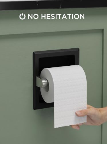 FORIOUS Recessed Toilet Paper Holder for Mega Roll, Black & Brushed Nickel - color: Black & Stainless Steel