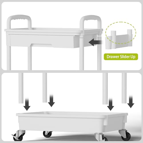 Sorgion 3 Tier Rolling Cart Organizer,Laundry Room Bathroom Organizers and Storage Office Shelves Mobile Shelving Unit Kitchen Trolley Cart with Wheels for Art,Craft,Diaper,Bedside,Snack(White) - size: 3Tier-White