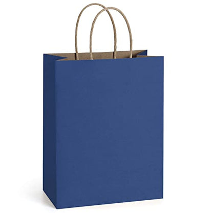 BagDream Gift Bags with Handles 8x4.25x10.5 Inch Navy Blue 100 Pack Bulk - color: Navy Blue