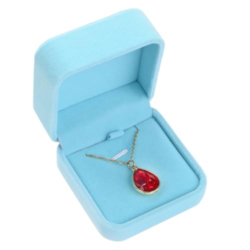 Velvet Necklace Pendant Gift Box Jewelry Box 2.8 x 2.8 x 1.6 inches (Blue) - color: Blue