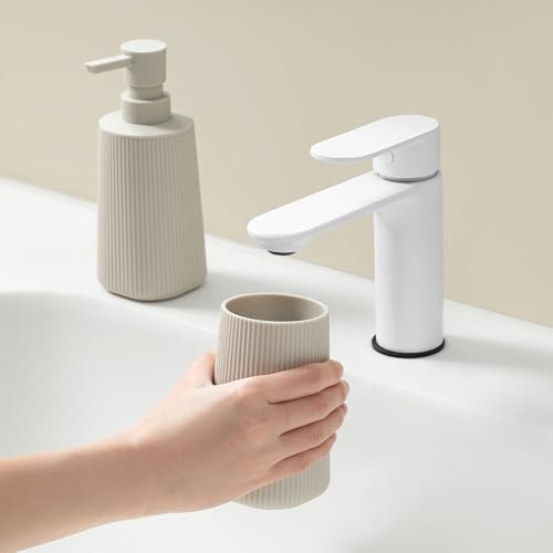 YAUKPH Bathroom Soap Dispenser and Toothbrush Holder Striped Beige - color: Striped Beige