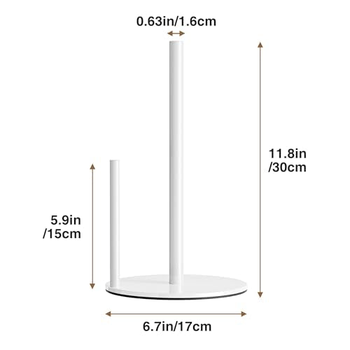 Paper Towel Holder White Stainless Steel Kitchen Countertop Roll Organizer - color: White
