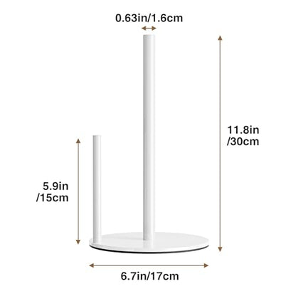 Paper Towel Holder White Stainless Steel Kitchen Countertop Roll Organizer - color: White