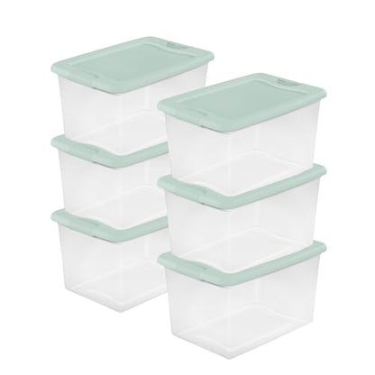 Sterilite Latching Box with Lids for Home and Office, 64 Quart, 6-Pack