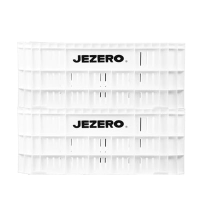 JEZERO Heavy-Duty Plastic Utility Tote | Reinforced Storage Crate for Heavy Loads | Durable & Reusable | 20" x 12" x 8", White, 2-Pack - color: White