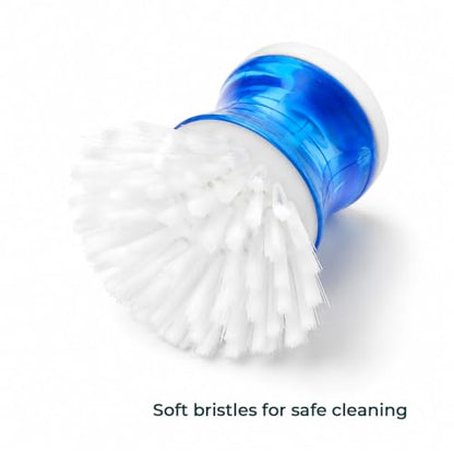 Dish Brush with Soap Dispenser for Sink, Pots & Pans Cleaning, Soft 2 Pack - color: White