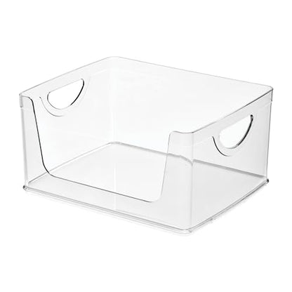 iDesign Stackable Open-Front Storage Bin with Handles, Clear - style: Pack of 1