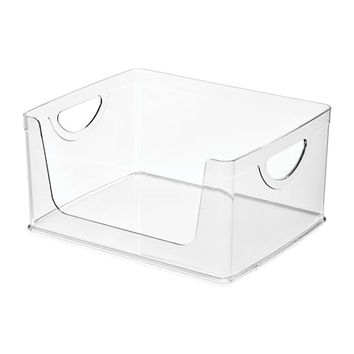 iDesign Stackable Open-Front Storage Bin with Handles, Set of 2, Clear - style: Pack of 2