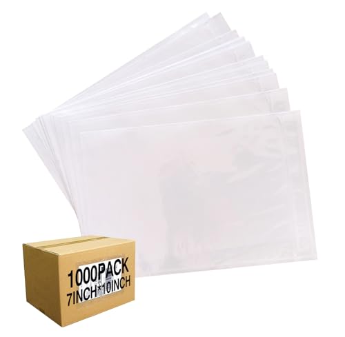 1000 Pcs 7'' x 10'' Clear Packing List Envelopes Adhesive Shipping Label Pouch, Shipping Document envelopes, Clear Face - size: 7'' x 10''