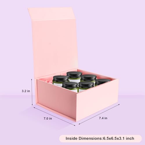 Pink Gift Boxes with Lids Pack of 1, 6x6x3 Inch Small Gift Box with Ribbon - color: Pink-1PCS