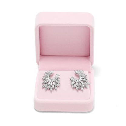 Pink Velvet Hinged Earring Gift Box - color: Pink