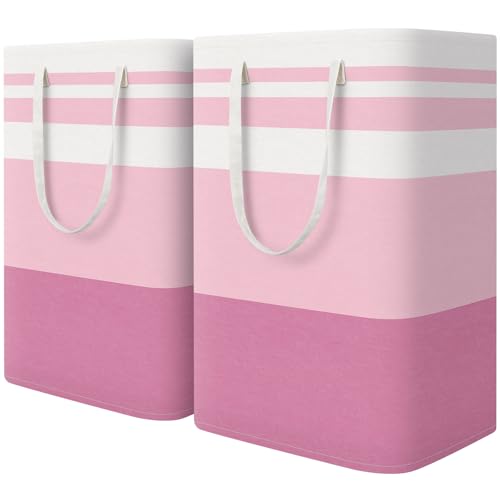 HomeHacks 2 Pack Large Laundry Baskets, Laundry Hampers Bags (Pink 75Lx2) - color: Pink, size: 75L