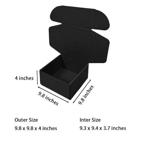 20 Pack 9.8x9.8x4 in Black Shipping Boxes - color: Black, size: 9.8x9.8x4 in