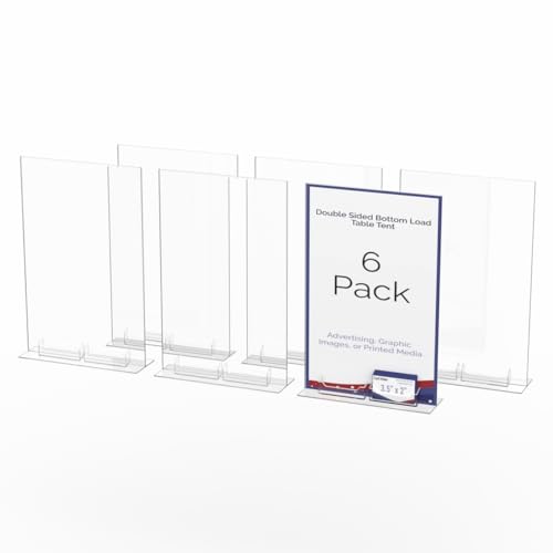 Marketing Holders 6 Pack Sign Holder 11" x 17" Bottom Load with 2 Card Slots Signage Restaurant Food Drink Pricing Holder Large Price Point Sale Sign Advertisement Business Retail Pricing - size: 11"W x 17"H Bottom Load w/2 Card Slots