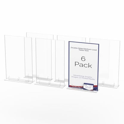 Marketing Holders 6 Pack Sign Holder 11" x 17" Bottom Load with 2 Card Slots Signage Restaurant Food Drink Pricing Holder Large Price Point Sale Sign Advertisement Business Retail Pricing - size: 11"W x 17"H Bottom Load w/2 Card Slots