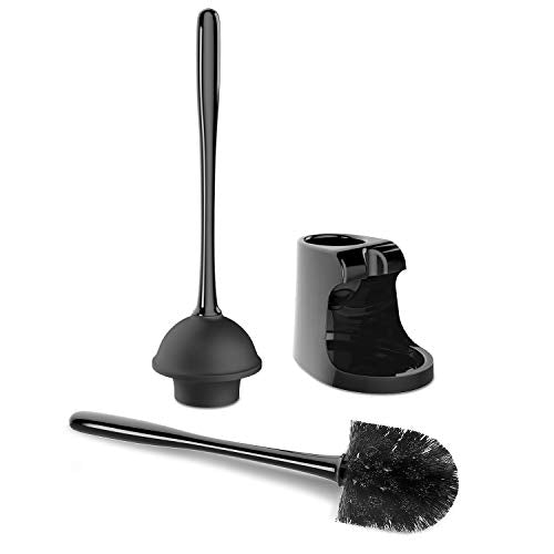 MR.SIGA Toilet Plunger and Brush Combo for Toilet Cleaning, Black, 2 Set - color: Black, size: 6.3 x 8.2 x 18.1 inch