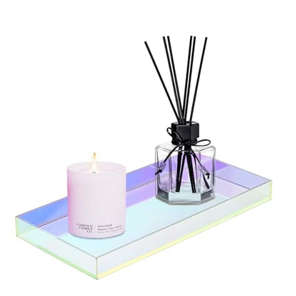 ROYALITA Acrylic Tray for Countertop, Guest Towel Holder Tray for Bathroom - color: Iridescent