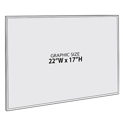Azar Displays 122038 22-Inch W by 17-Inch H Wall Mount Acrylic Frame Pack of 10 - Clear Acrylic Wall Frame with Sticky Back - Floating Wall Sign Holder - Adhesive Office Sign - Frameless Picture Frame - size: 22 in. W x 17 in. H