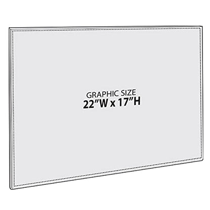 Azar Displays 122038 22-Inch W by 17-Inch H Wall Mount Acrylic Frame Pack of 10 - Clear Acrylic Wall Frame with Sticky Back - Floating Wall Sign Holder - Adhesive Office Sign - Frameless Picture Frame - size: 22 in. W x 17 in. H